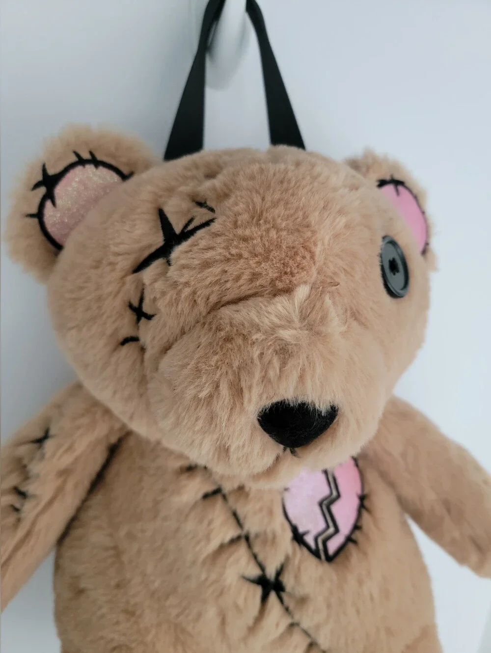 Plush Teddy Bear Backpack with Pink Patch Heart-Spirit Halloween